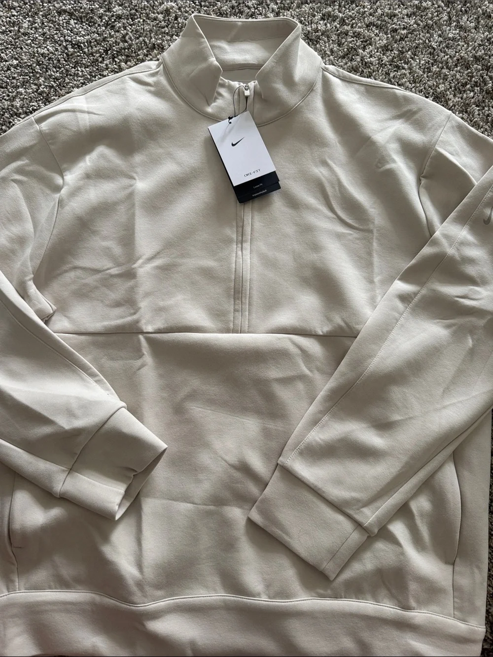 NWT Nike Men’s Off-White 1/4 Zip Pullover Sweatshirt size Medium